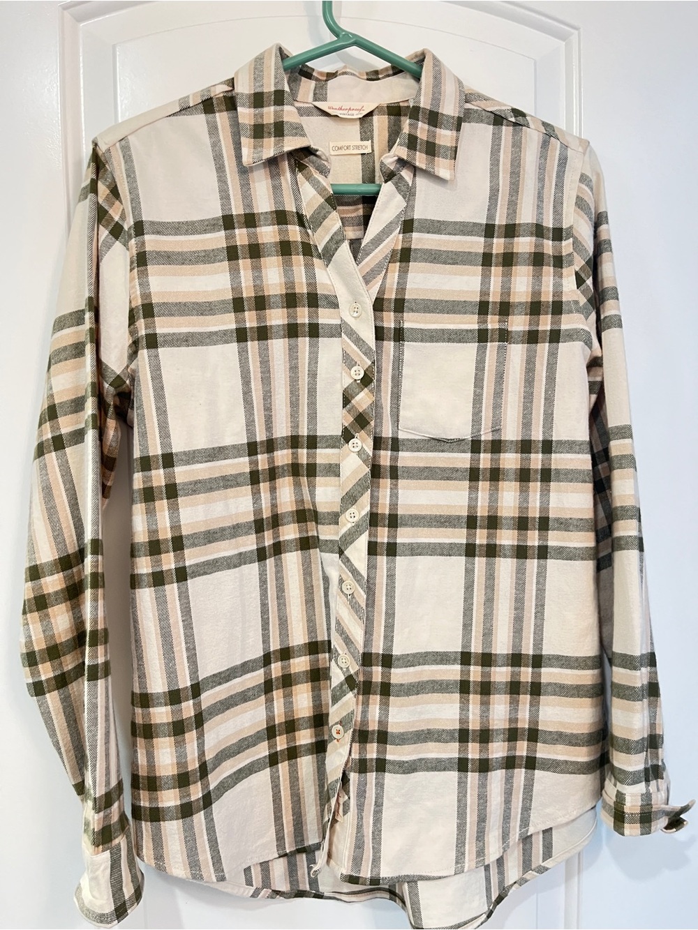 Weatherproof Vintage Women's Comfort Stretch Plaid Flannel Shirt Sz S